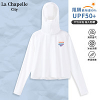 La Chapelle City 拉夏贝尔upf450+斗篷款防晒衣女夏季2024新款白彩虹便签K M