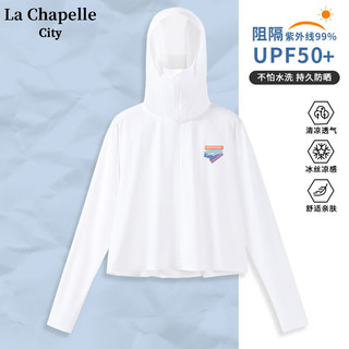 La Chapelle City 拉夏贝尔upf450+斗篷款防晒衣女夏季2024新款白彩虹便签K M