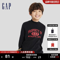 Gap 盖璞 男童秋冬LOGO半高领磨毛莱卡长袖T恤儿童装洋气上衣786582