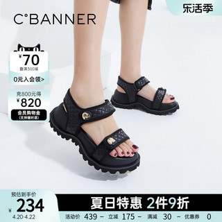 C.BANNER 千百度 女鞋秋季新款舒适时尚休闲沙滩鞋女凉鞋潮流松糕底简约