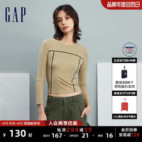 Gap 盖璞 女装冬季新款LOGO紧身圆领发热保暖长袖T恤时尚运动上衣836104