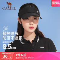 CAMEL 骆驼 运动空顶帽男春夏鸭舌太阳帽子跑步遮阳网球帽男女 A1S3RC101，玛瑙黑 均码