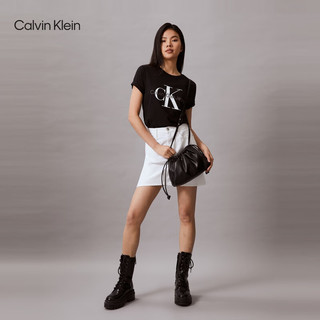 Calvin KleinJeans24春夏女纯棉高腰A字白色牛仔短裙J222813 1AA-牛仔白 29