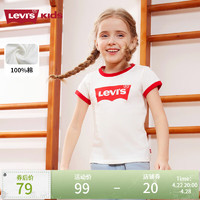 Levi's 李维斯 童装夏季女童短袖T恤纯棉上衣字母图案时尚百搭小孩衣服潮 奶白 140/64(S)