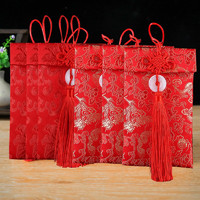 侑家良品 万元红包6个装 创意中式绸缎布料结婚红包高档刺绣烫金通用红包