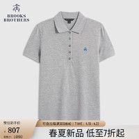 布克兄弟（BrooksBrothers）女士24春夏美式棉质翻领针织Polo衫 0007-灰色 XL