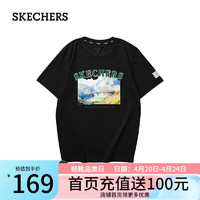 斯凯奇（Skechers）雅钻系列中性针织短袖T恤衫L124U132 碳黑/0018 S