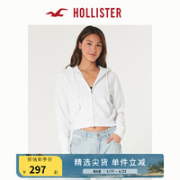 HOLLISTER24春夏美式辣妹宽松短款拉链帽衫卫衣女 KI352-4114 白色 XXS (160/80A)