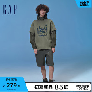 Gap 盖璞 男装2024春季百搭潮流宽松多口袋工装风短裤休闲裤884887 深绿色 36亚洲尺码