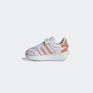 adidas COUNTRY XLG经典魔术贴学步鞋女婴童阿迪达斯三叶草 白/土褐色/紫粉 23码