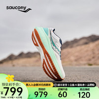 saucony 索康尼 全掌碳板跑鞋男中考鞋透气竞速训练跑步运动鞋子全速SLAY 白绿14 42