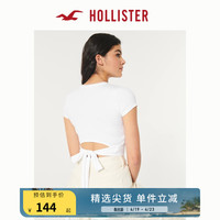 HOLLISTER24春夏美式风辣妹修身圆领短款短袖T恤 女 356546-1 白色 S (165/88A)