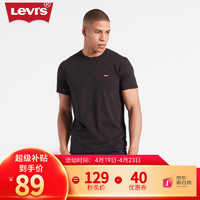 Levi's 李维斯 23男士黑色圆领简约休闲短袖T恤 黑色 S