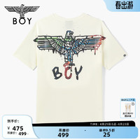 BOY LONDON24夏男女同款涂鸦风高街潮牌米白色针织短袖T恤N01911 白色 XS