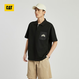 CAT卡特24春夏男户外山系图案衬衫领设计POLOT恤 黑色 2XL