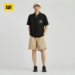 CAT卡特24春夏男户外山系图案衬衫领设计POLOT恤 黑色 2XL