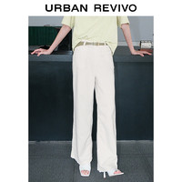 URBAN REVIVO 女士腰带阔腿休闲长裤 UWG840129 本白 30