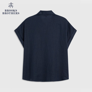 布克兄弟（BrooksBrothers）女士24春夏亚麻简约纯色短袖休闲衬衫 4004-藏青色 XS
