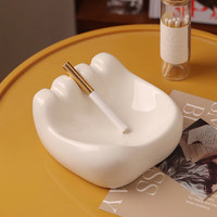 贝汉美（BHM）中古风创意个性潮流陶瓷烟灰缸家用轻奢客厅办公室茶几摆件 白色