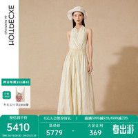 例外（EXCEPTION）【新中式】女装2024夏季连衣裙手工感流苏V领无袖设计裙子 米白 34Y(155/80Y)