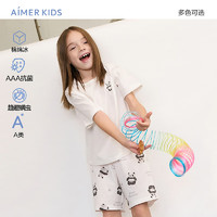 爱慕儿童（AIMER KIDS）A类亲子装儿童凉感棉抑菌驱螨短袖T恤/三分睡裤/睡裙/连体爬服新 AK上衣AK341E051 110