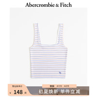 Abercrombie & Fitch 女装 24春夏基本款美式风小麋鹿时尚条纹辣妹背心 359014-1 白色条纹 S (165/92A)