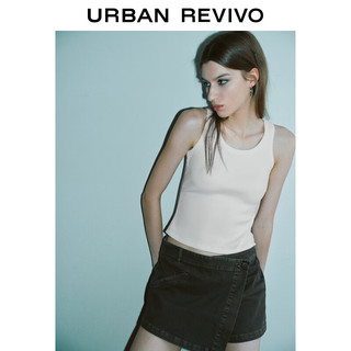 URBAN REVIVO UR2024夏季女时尚高街简约百搭修身圆领工字背心UWJ440012 本白 M