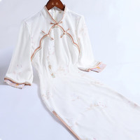 戚薇2024年春夏减龄年轻日常中国风修身清晰少女俏皮改良旗袍 粉色 S