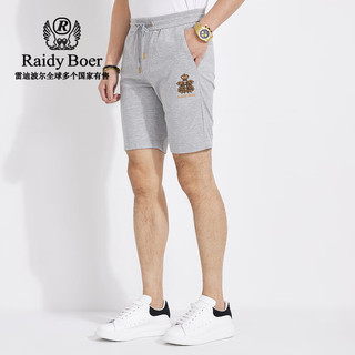 Raidy Boer 雷迪波尔 男新夏刺绣双头鹰针织短裤4008 灰色  33（33）