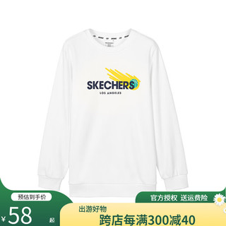 SKECHERS 斯凯奇 男童舒适休闲运动套头衫针织卫衣L321B052 L321B052-0019/亮白色 L/130
