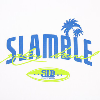SLAMBLE夏季椰树字母印花短袖t恤男运动速干透气圆领休闲上衣 嫩绿 S