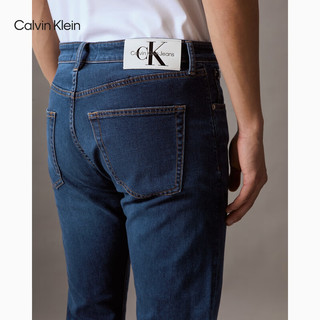 Calvin Klein Jeans24春夏男士含桑蚕丝中蓝水洗楔形锥形牛仔裤J326627 1A4-牛仔深蓝 36