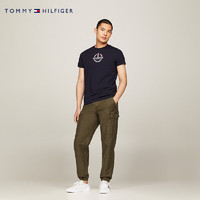 TOMMY HILFIGER【平纹针织】24春夏男纯棉徽章印花修身短袖T恤34388 藏青色DW5 XS （：100-120斤）