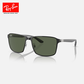 雷朋（RayBan）雷朋太阳镜时尚方框户外运动墨镜0RB3721 914471黑配银镜框深绿色镜片