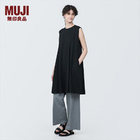 无印良品（MUJI）女式 天竺织 无袖连衣裙 女装裙子夏季 早春BB2POA4S 黑色 XL （165/92A）