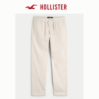 HOLLISTER2024春季修身直筒亚麻混纺松紧腰裤装 男 357361-1 奶油色 S (175/76A)