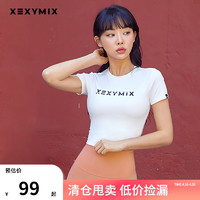 XEXYMIX 韩国 高腰露脐短袖瑜伽服女运动跑步短款修身健身上衣5203