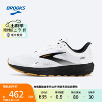 布鲁克斯（BROOKS）跑步鞋男轻盈运动鞋动态缓震运动疾速跑鞋Launch 9启速 白色/黑色/黄褐色 40