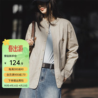 马登 MADEN女装 法式竖条纹衬衫秋内搭纯棉长袖衬衣设计感休闲上衣外套 条纹 M