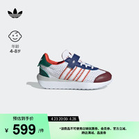 adidas COUNTRY XLG经典魔术贴运动鞋女小童儿童阿迪达斯三叶草 白/学院橙黄/猩红 33.5(205mm)