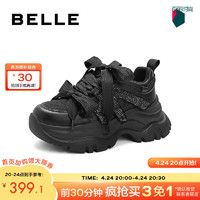 BeLLE 百丽 潮酷时尚老爹鞋女24春季酷飒熊猫抓高帮鞋B1706AM4 黑色 39