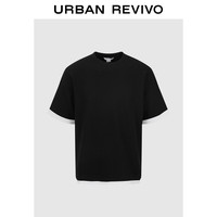URBAN REVIVO 男士潮流休闲撞色拼接假两件短袖T恤 UML440086 正黑 XS