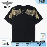 BOY LONDON夏季潮牌短袖男女同款春夏烫金翅膀黑色休闲T恤N01908 黑色 L