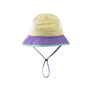 papa【走秀同款】爬爬夏儿童帽子男女童网眼户外遮阳透气渔夫帽 黄色 帽围：54cm