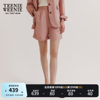Teenie Weenie【明星同款】小熊女装2024法国麻短裤亚麻混纺微宽松休闲裤子 粉色 160/S
