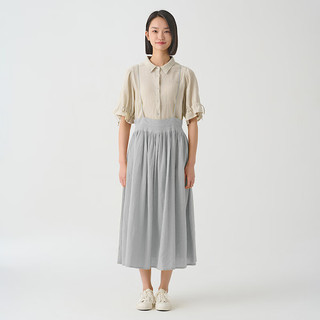 无印良品（MUJI）IDEE 女式 强捻 两穿裙 女夏季款裙子 棉麻 GAD14C4S 蓝灰色 L 165/72A