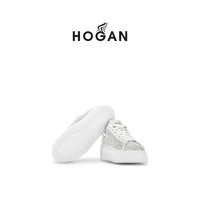 HOGAN【Atelier高定】女鞋H-STRIPES系列时尚复古休闲厚底饼干鞋 白/银 39.5