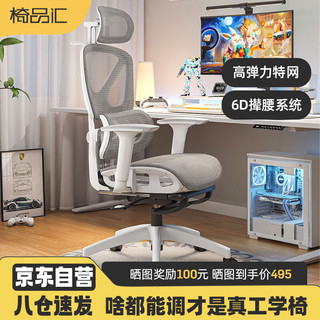 yipinhui 椅品汇 人体工学椅子护腰电竞电脑椅家用久坐不累人工力学可躺办公室座椅 6D撵腰-镂空坐垫-3级气杆 尼龙脚