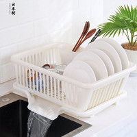 家の物语（KATEI STORY）厨房碗碟收纳架沥水碗架置物架沥水架塑料家用单层大容量 大号正面导流 白色