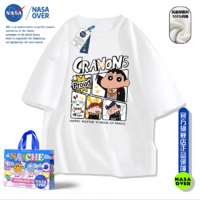 NASAOVER NASA联名美式蜡笔小新220克重磅纯棉短袖t恤男oversize青少年上衣
